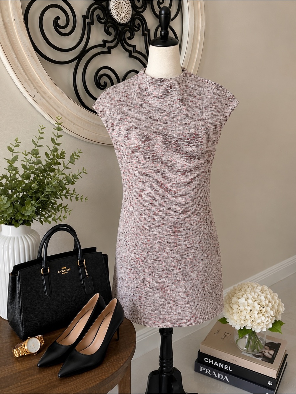 Theory Mod Fancy Tweed Shift Sheath Dress Size 10